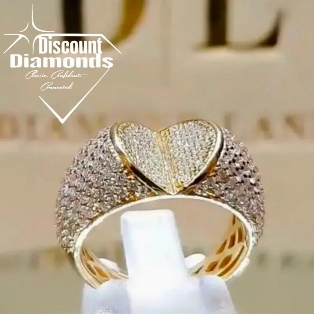 Clear White Baguette Diamond Cocktail Ring 14K Gold on 925 Sterling Silver